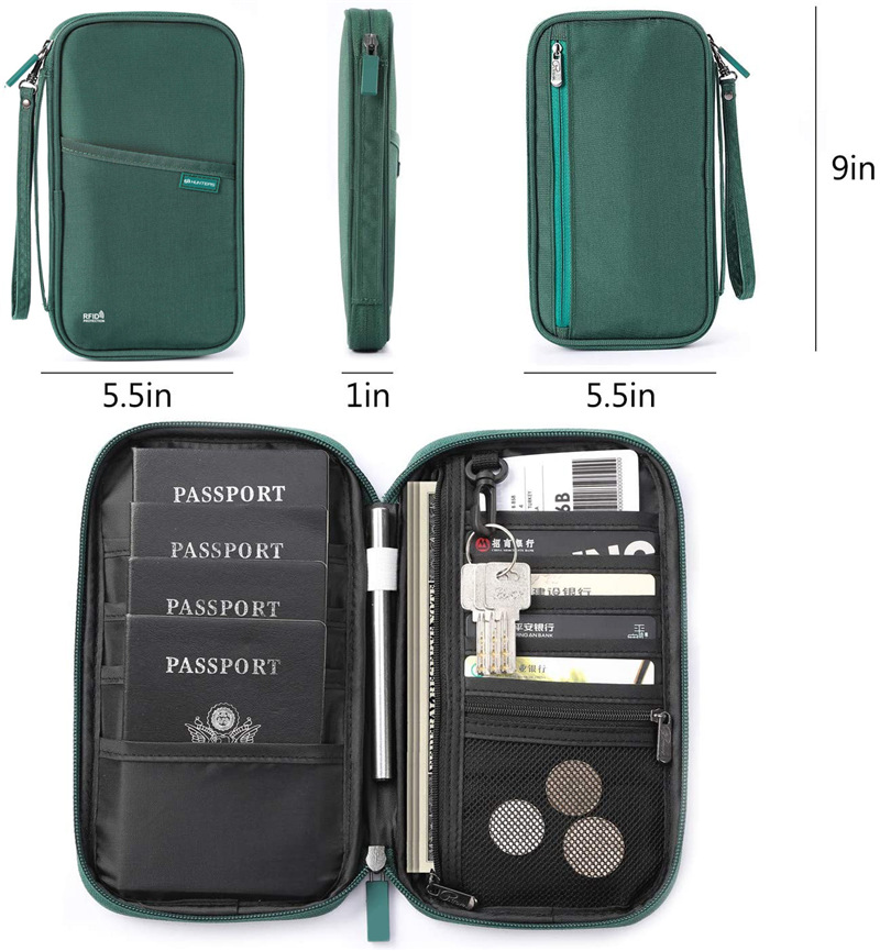 RFID Travel Passport Wallet, Family Passport Holder, Trip Document Organizer P.Travel Series (Nylon)06