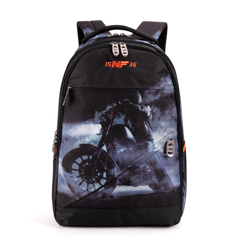 Teen-ager school student backpack with vivid lifelike motorcyle sublimation printing Cool Travel Daypack Water Resistant College School Computer Bag for boys girls