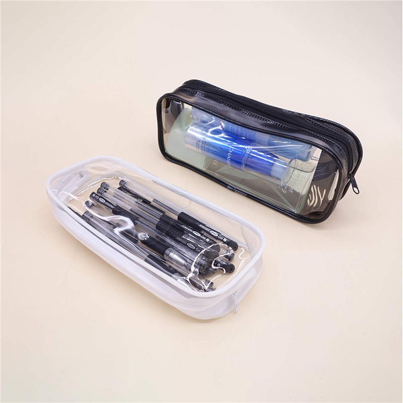 4 Pack PVC Pencil Pouch Portable Transparent Pencil Case Makeup Bag for Stationery and Travel Toiletries Organizing