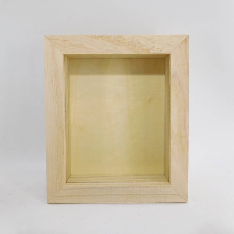 natural unfinished wooden shadow box frames with glass sliding lid