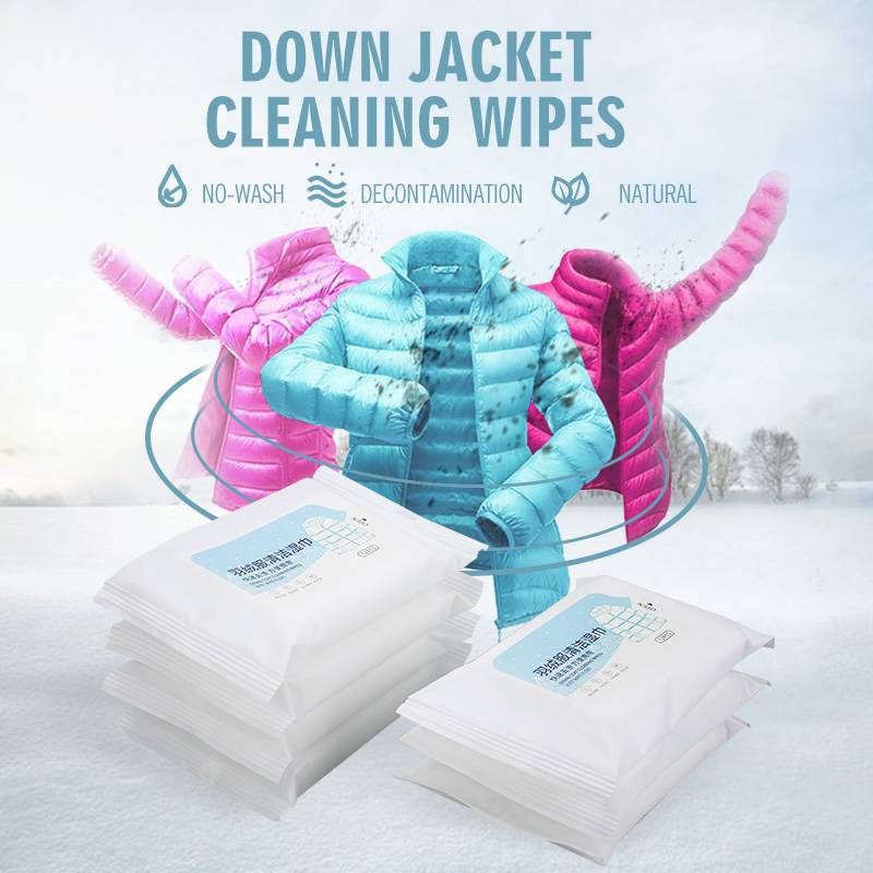 Gentle cleaning down jacket wet wipes with high quality spunlace non-woven fabric Featured Image