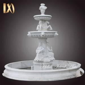 outdoor modern garden backyard cascading marble horse water fountain decoration stone lady statue round fountains for sale