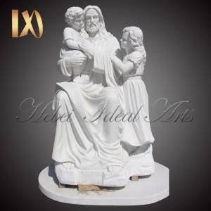 White Marble Jesus with children statue for Sale