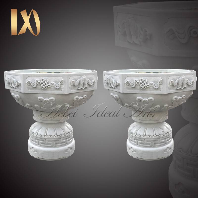 Natural marble Modern Outdoor Plant Pots for Yard Decoration