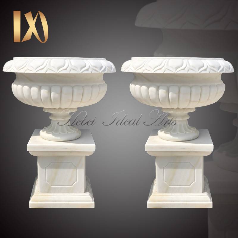 Large Outdoor Hunan White Marble Flower Pot for Sale Featured Image