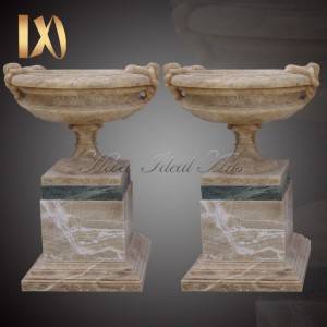 Beautiful Customized Round Marble Planter Pots Home or Garden Decoration for Sale