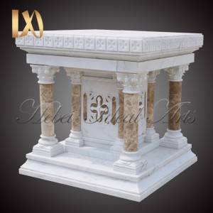 Custom Made White Marble Church Pulpit Table for Sale