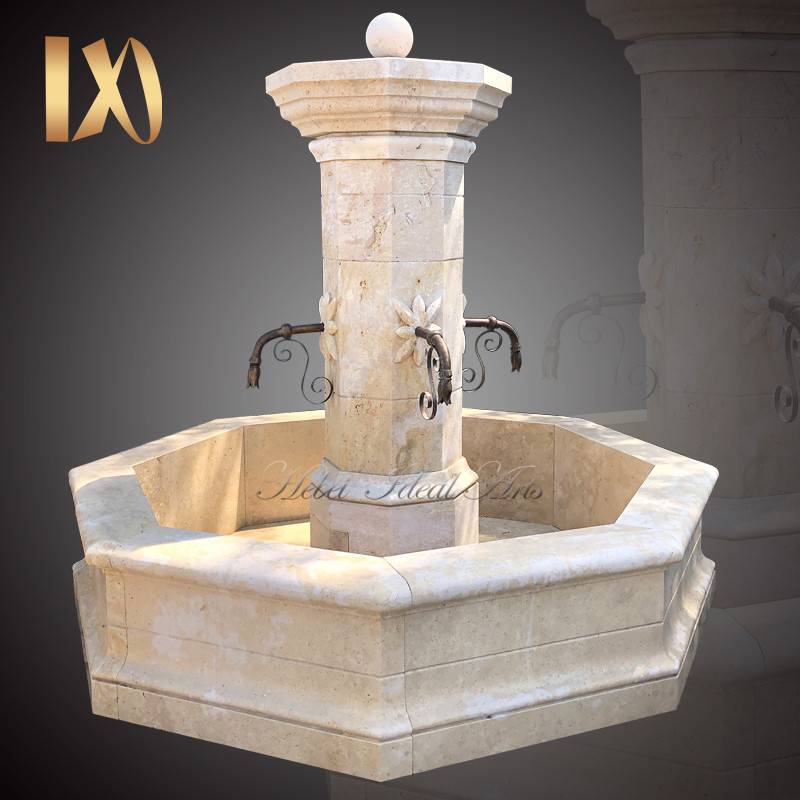French design antique travertine marble fountain
