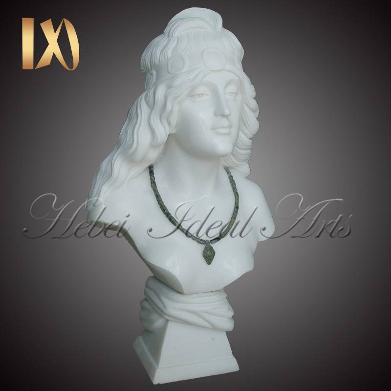 hand carved pretty white marble bust for Sale