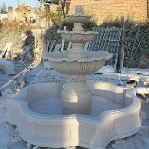 Factory price Three Tiered Marble Water Lotus Fountain for Sale