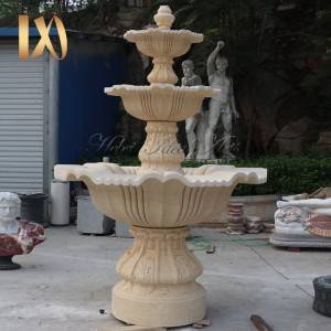 Egypt yellow marble three tiers pool water fountain .