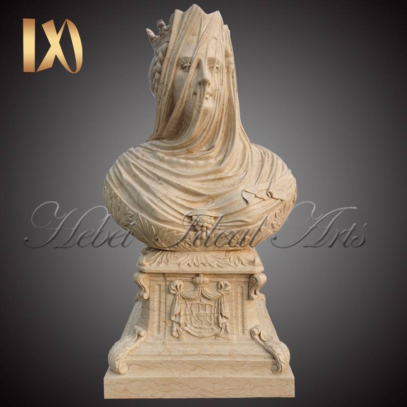 hand carved marble Bust of veiled woman for Sale Featured Image