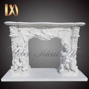 Customized size white color Children play Design marble fireplace