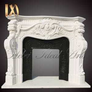 High quality white marble decorative fireplace mantel