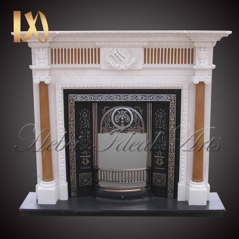 Customized size mixed color with coloumn marble fireplace