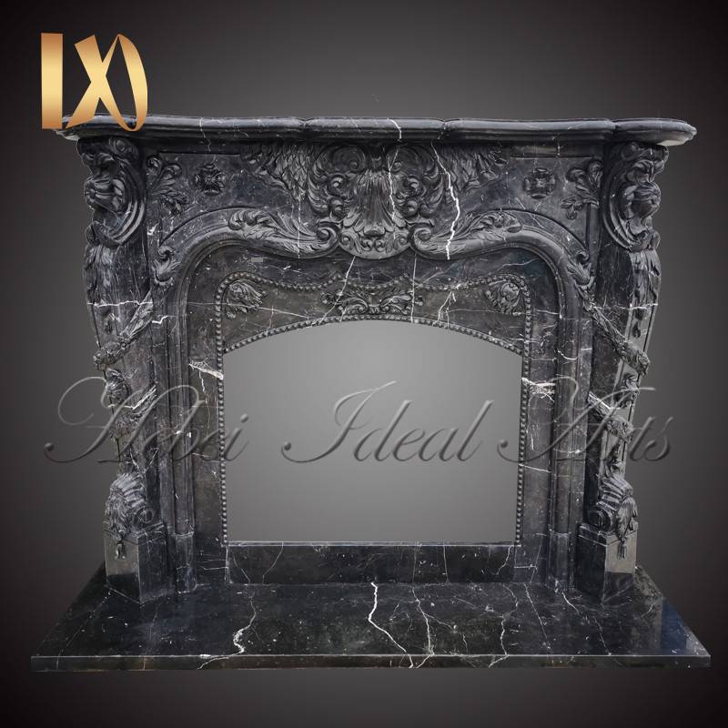 Black with White line Marble Fireplace Mantel or Surround Featured Image
