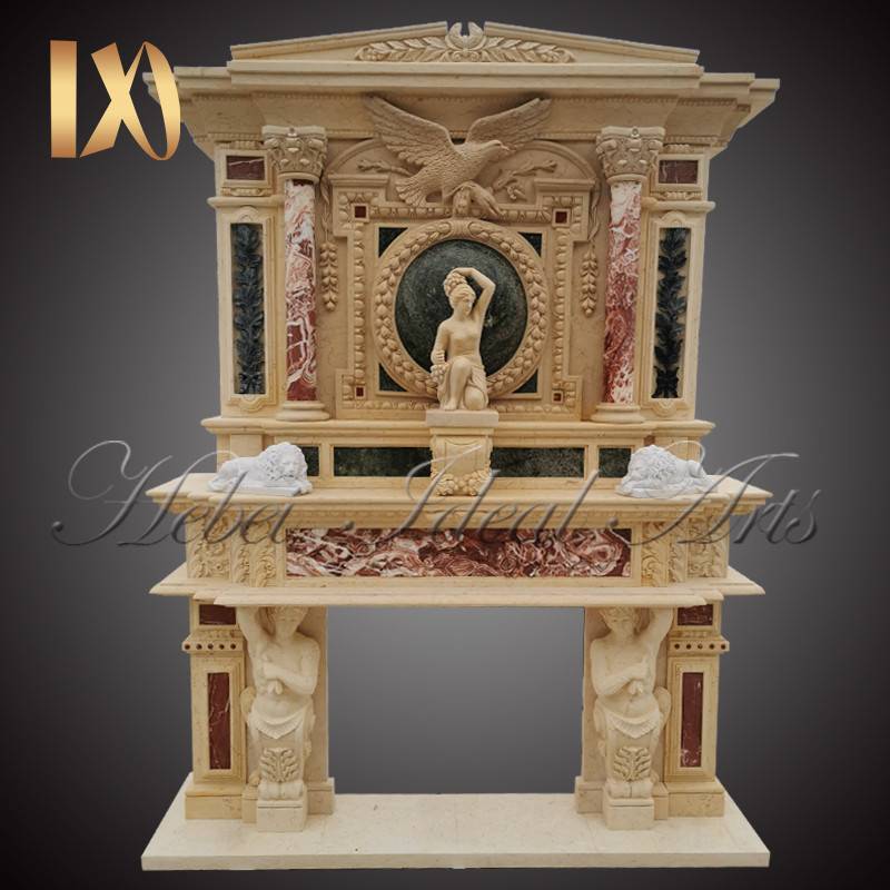 Mixed color double-deck marble fireplace
