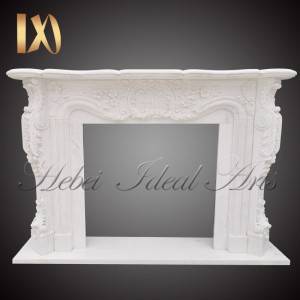 White color French design marble fireplace