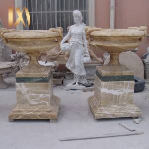 Beautiful Customized Round Marble Planter Pots Home or Garden Decoration for Sale