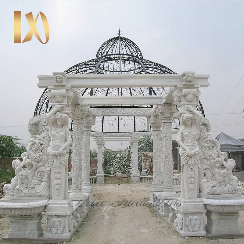 Hand Carved White Marble Gazebo for Wedding Ceremony and garden decorate for Sale