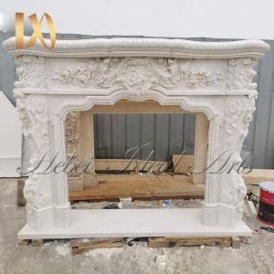 Hand carved with ornate detail marble fireplace