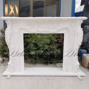 White color French design marble fireplace