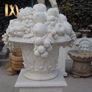 Hand Carved Decorative white Marble Flower Pot Manufacturer