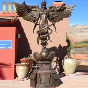 Decoration Sculpture Monument Bronze Caduceus Angel Sculpture