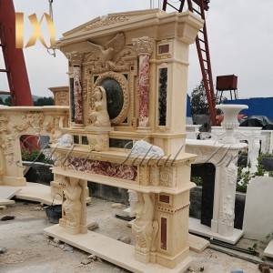 Mixed color double-deck marble fireplace