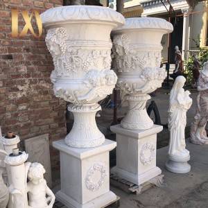 Delicate Garden Decoration Marble Flower Pots with Human for Sale