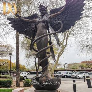 Decoration Sculpture Monument Bronze Caduceus Angel Sculpture