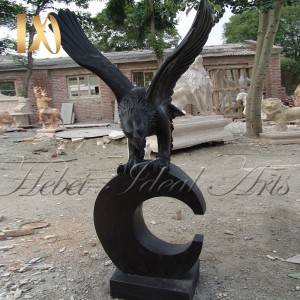 Custom sized black marble eagle marble statues for sale