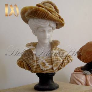 Marble Bust of lady in hat for Sale