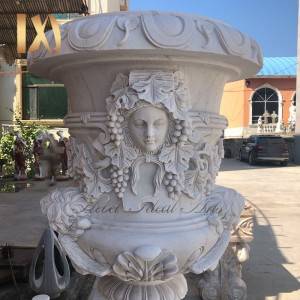 Delicate Garden Decoration Marble Flower Pots with Human for Sale