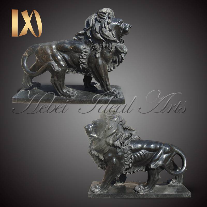 Black marble lion statues by hand made