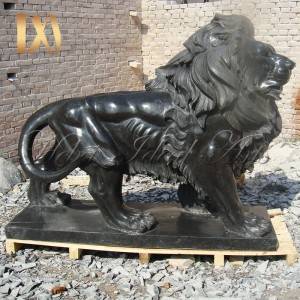 Black marble lion statues by hand made