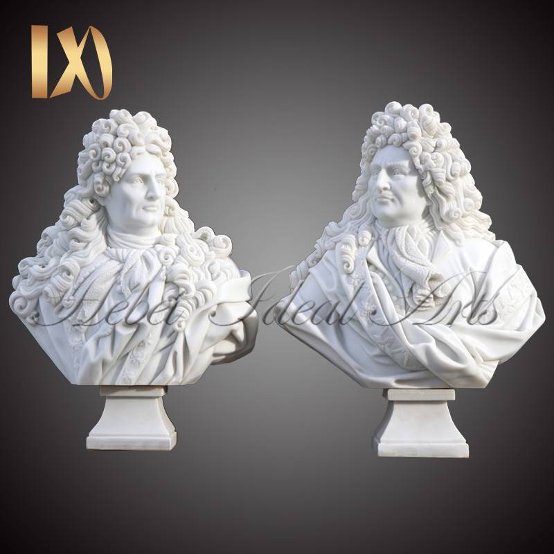 Carved Famous White Marble Louis XIV Bust