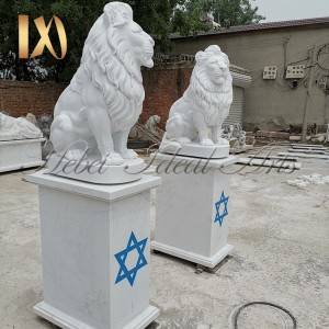 Custom sized and designed marble lion statue