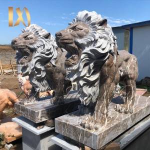 Customize Pair of Lion Statues Stone Lion Statues for Driveway Decoration