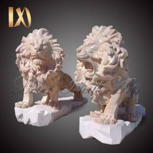 Factory outlet sunset pink marble lion statue for sale