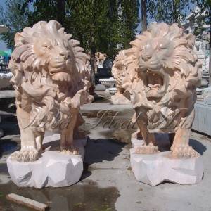 Factory outlet sunset pink marble lion statue for sale