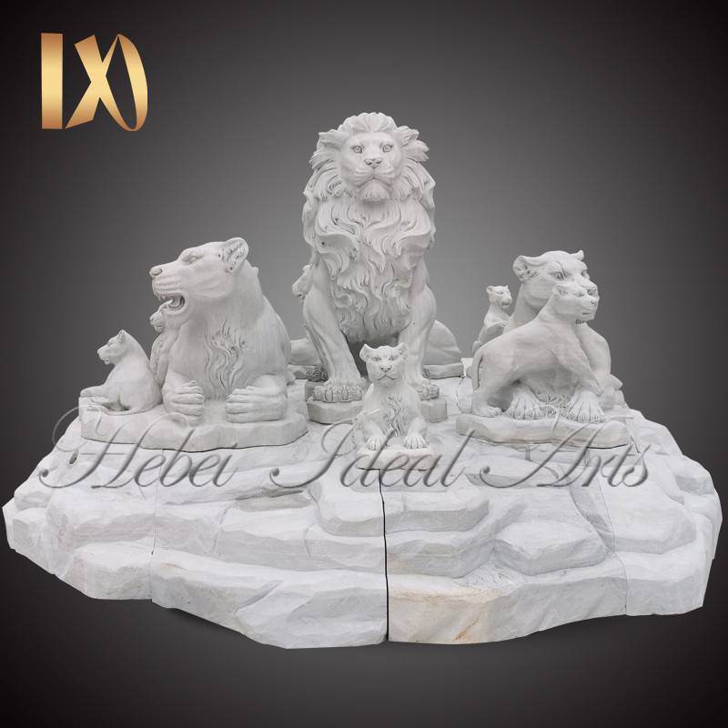 White Marble Lion Family Statue Animal Sculpture for Sale Featured Image