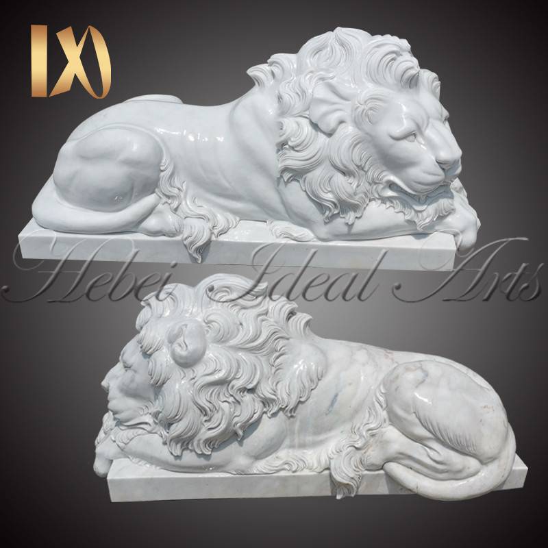 White marble Sleeping lion statues for sale