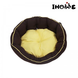 Round Dog Sofa Pet Basket Bed Yellow Cotton Nest