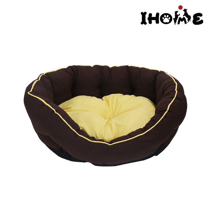 Round Dog Sofa Pet Basket Bed Yellow Cotton Nest Featured Image