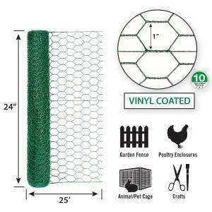 13mm  Pvc Coated Chicken Wire Mesh 1m 1.5m 2.0m Width 0.7mm Dia