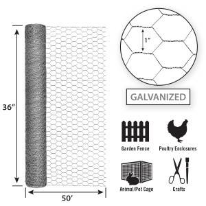GAW Hexagonal Wire Fence Chicken Wire Fencing 50m Length