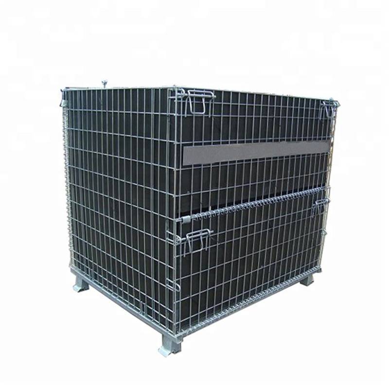 Industrial Folding Galvanized Wire Mesh Container with PP sheet