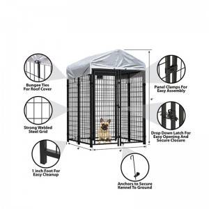 Modern large pet dog house outdoor dog kennel with shade cloth roof