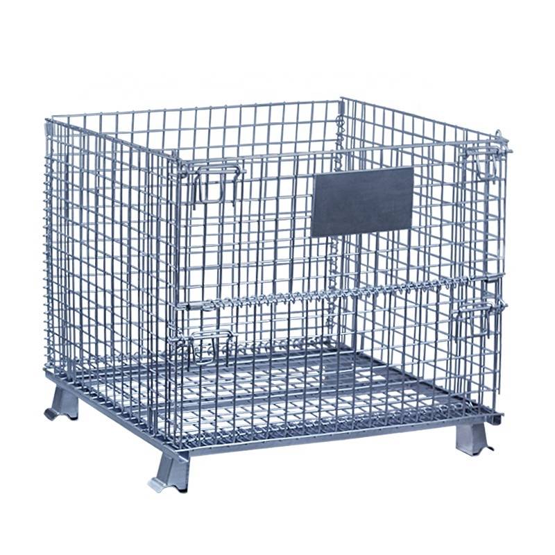 Warehouse Folding Steel Wire Mesh Metal Cage Storage Container Featured Image